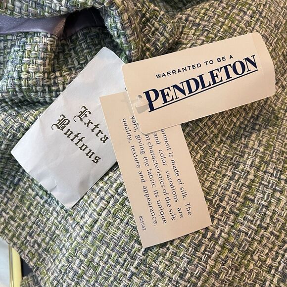 NWT Pendleton Womens sz 18 Blazer Green Mint Purple Silk Tweed Satin Lining - Picture 9 of 14